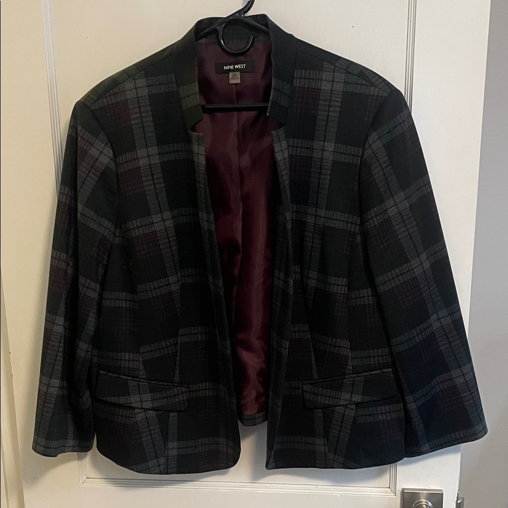 Nine West Purple Plaid Blazer